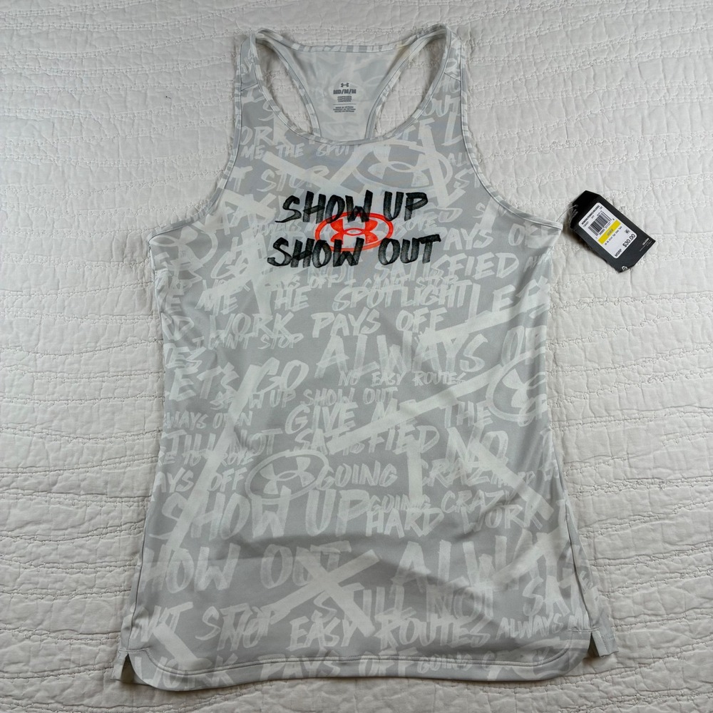Under Armour Tank Top Womens M Gray Show Up Show Out Compression Activewear Tank